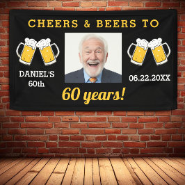 Cheers & Beers 60歳の誕生日フォト記念品 横断幕
