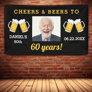 Cheers & Beers 60歳の誕生日フォト記念品 横断幕