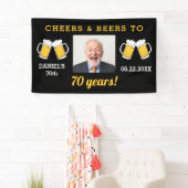 Cheers & Beers 70 Years Birthday Photo Keepsake 横断幕 (インサイチュ)