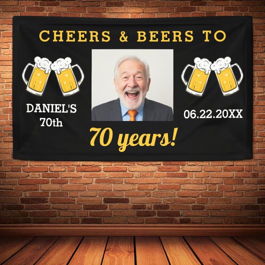 Cheers & Beers 70 Years Birthday Photo Keepsake 横断幕