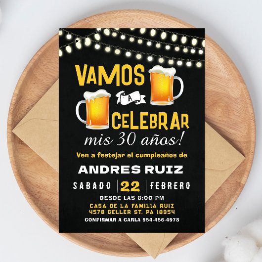 Cheers & Beers Birthday Invitation Spanish Invite 招待状
