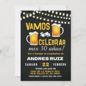 Cheers & Beers Birthday Invitation Spanish Invite 招待状 (正面)