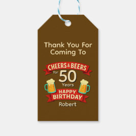 Cheers & Beers for 50 Years Happy Birthday NAME  ギフトタグ