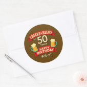 Cheers & Beers for 50 Years Happy Birthday NAME  ラウンドシール (封筒)