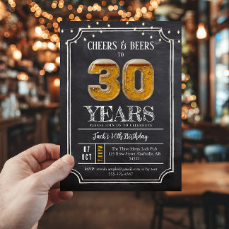 Cheers & Beers Men's 30th Birthday Invitation 招待状