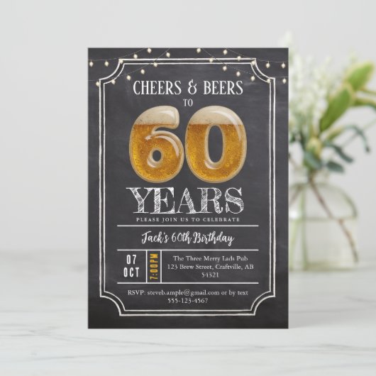 Cheers & Beers Men's 60th Birthday Invitation 招待状 (スタンド正面)