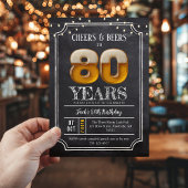 Cheers & Beers Men's 80th Birthday Invitation 招待状