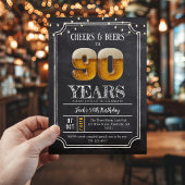 Cheers & Beers Men's 90th Birthday Invitation 招待状