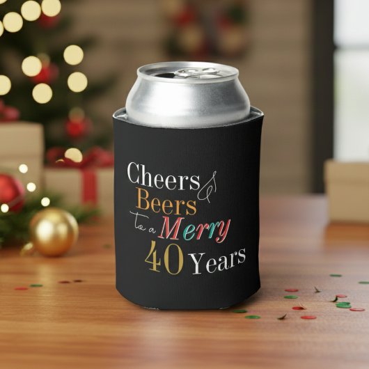 Cheers Beers Merry 40th Christmas Birthday Party 缶クーラー
