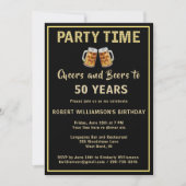 Cheers & Beers Party Time 50th (Any Year) Birthday 招待状 (正面)