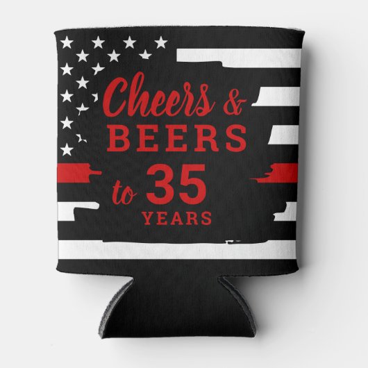 Cheers Beers Personalized Firefighter Retirement 缶クーラー (正面)