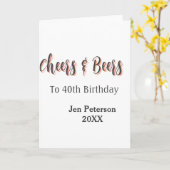 Cheers & beers to 40th birthday gray name year sin カード (黄色い花)