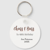 Cheers & beers to 40th birthday gray name year sin キーホルダー (裏面)