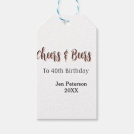 Cheers & beers to 40th birthday gray name year sin ギフトタグ