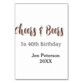 Cheers & beers to 40th birthday gray name year sin テーブルナンバー (裏面)