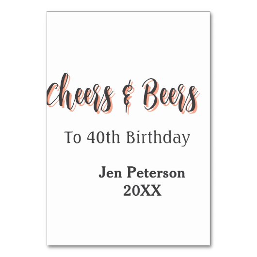 Cheers & beers to 40th birthday gray name year sin テーブルナンバー (正面)