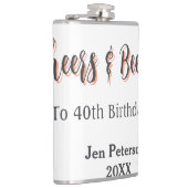 Cheers & beers to 40th birthday gray name year sin フラスク (右)