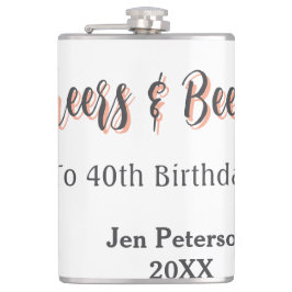 Cheers & beers to 40th birthday gray name year sin フラスク