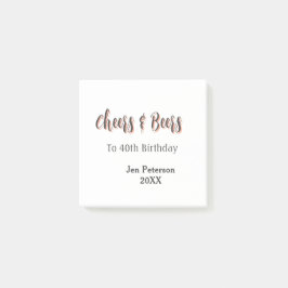 Cheers & beers to 40th birthday gray name year sin ポストイット