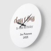 Cheers & beers to 40th birthday gray name year sin ラージ壁時計 (傾斜)