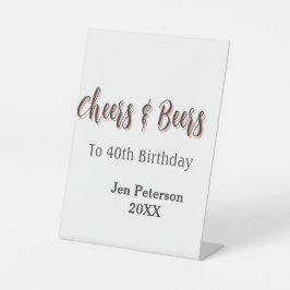Cheers & beers to 40th birthday gray name year sin 台座サイン