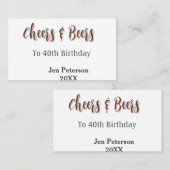 Cheers & beers to 40th birthday gray name year sin 名刺 (正面/裏面)