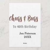 Cheers & beers to 40th birthday gray name year sin 招待状 (裏面)