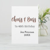 Cheers & beers to 40th birthday gray name year sin 招待状 (スタンド正面)