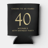 Cheers Black Gold 40th Birthday Party 缶クーラー (正面)