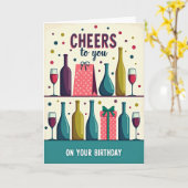 Cheers Bottles バースデーカード カード (黄色い花)
