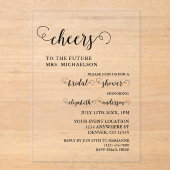 Cheers Bride To Be Bridal Shower アクリル招待状 (正面)
