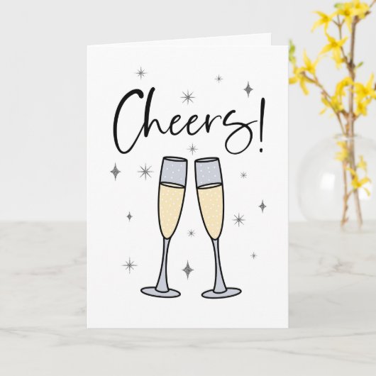 Cheers! Champagne Toast Wedding or Engagement カード (黄色い花)