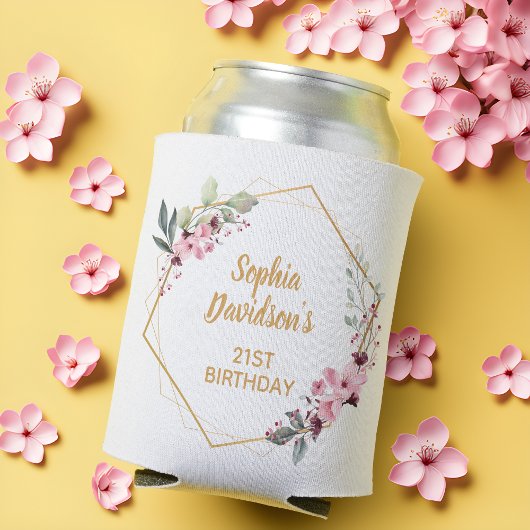 Cheers Chic Pink Sakura 21st バースデー 缶クーラー