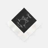 Cheers | Cocktail Line Art Black and White Wedding 縁ありカクテルナプキン (角)