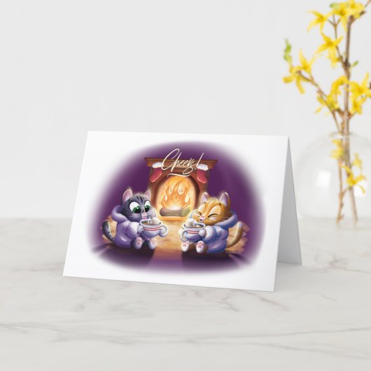 CHEERS! COCOA CATS (semigloss) by Jeff Willis Art カード (黄色い花)