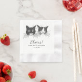 Cheers Custom Cat Drawn Cocktail Napkins Wedding 縁ありカクテルナプキン (インサイチュ)