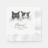 Cheers Custom Cat Drawn Cocktail Napkins Wedding 縁ありカクテルナプキン (正面)