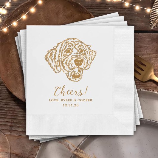 Cheers Custom Dog Drawn Cocktail Napkins Wedding 縁ありカクテルナプキン