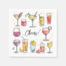 Cheers Drink Doodles Cocktail スタンダードカクテルナプキン