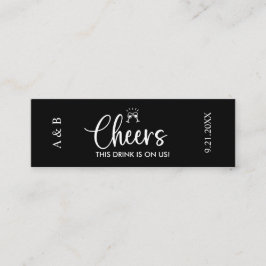Cheers Drink On Us ウェディングドリンクチケットバウチャー スキニー名刺