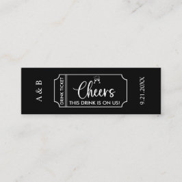 Cheers Drink On Us ウェディングドリンクチケットバウチャー スキニー名刺