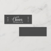 Cheers Drink On Us ウェディングドリンクチケット グレー スキニー名刺 (正面/裏面)