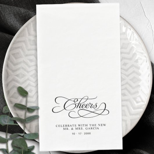 Cheers Elegant Bride & Groom Calligraphy Black