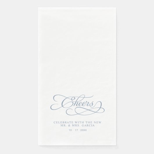 Cheers Elegant Bride & Groom Calligraphy Blue (正面)