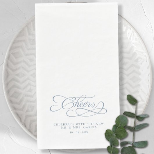 Cheers Elegant Bride & Groom Calligraphy Blue