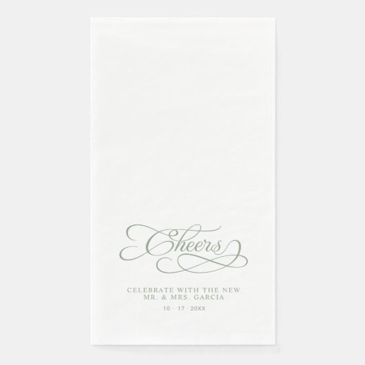 Cheers Elegant Bride & Groom Calligraphy Green (正面)