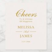Cheers Elegant Script Wedding White Wine Label ワインラベル (シングルラベル)