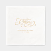 Cheers Elegant Wedding Calligraphy Real Gold 箔ナプキン (正面)