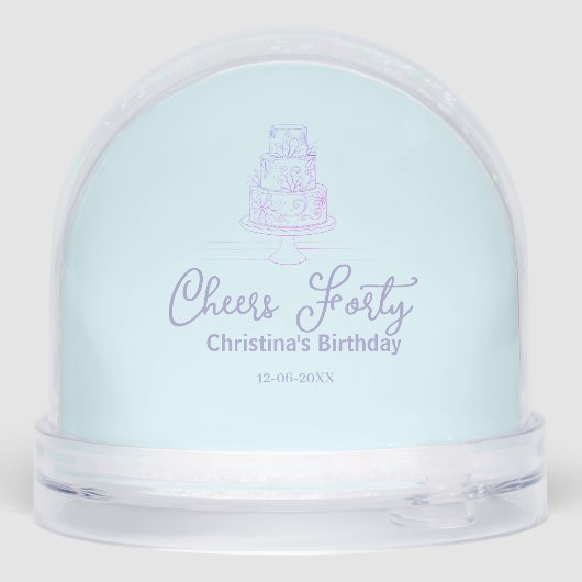 Cheers forty happy birthday cake blue purple name  (裏面)