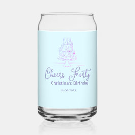 Cheers forty happy birthday cake blue purple name  ガラス缶